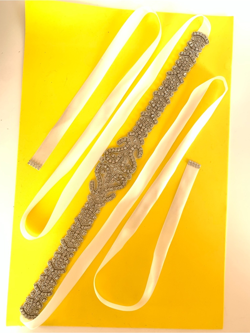 Wedding Rhinestone Ribbon Belt - Picture 3 of 8